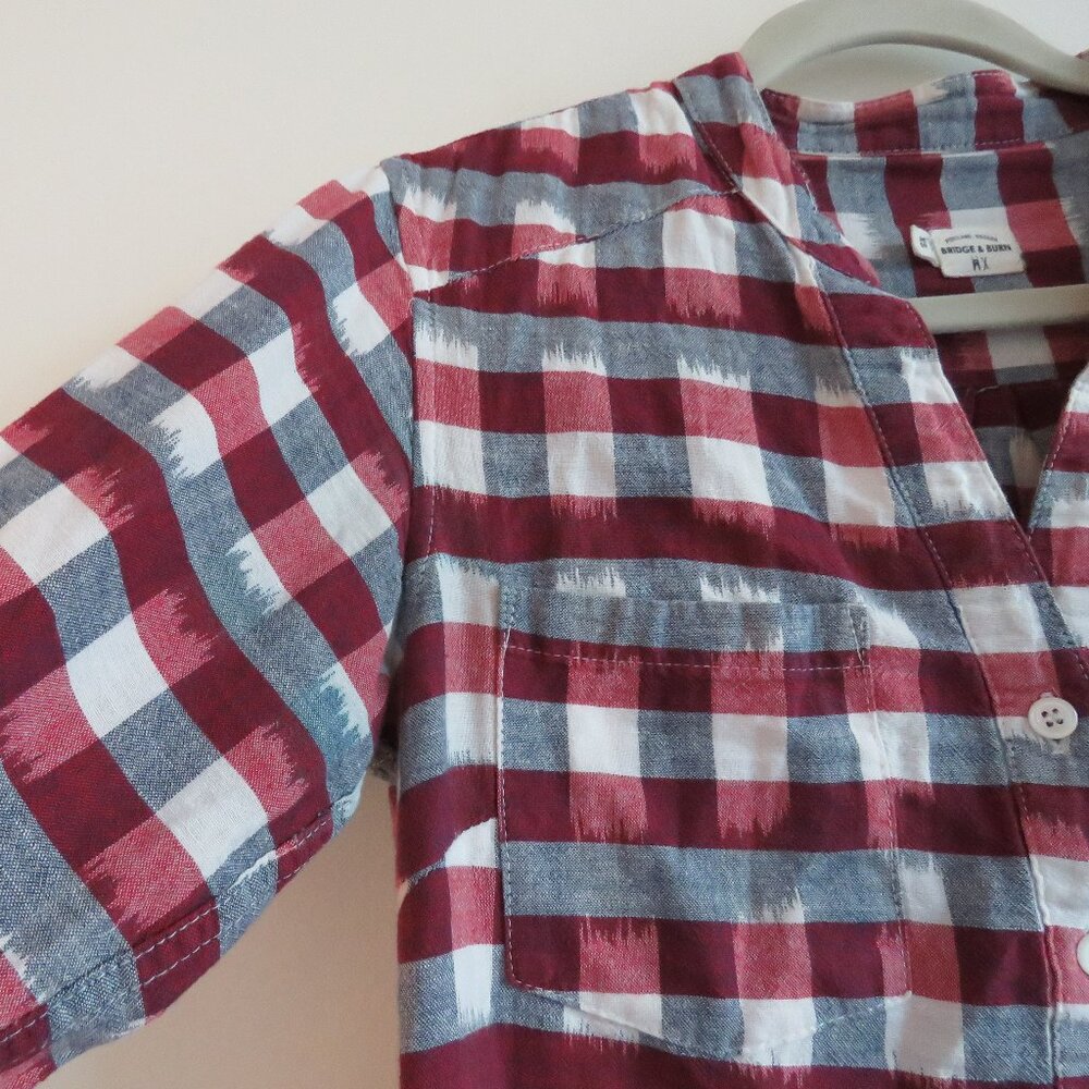 BRIDGE & BURN Dahlia Painted Plaid Red Dress Linen Cotton Prairie - Size XS - Picture 8 of 15